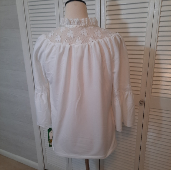RARE vtg white lace blouse USA sz 13/14 new fashion creation NWT *J - Picture 4 of 7